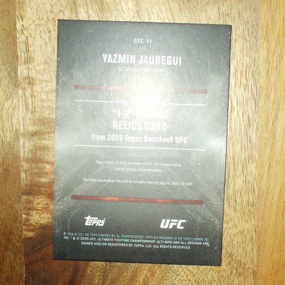 2025 Topps Knockout UFC Yazmin Jauregui 1-2 Dual Combo Relic Card - Picture 3 of 3